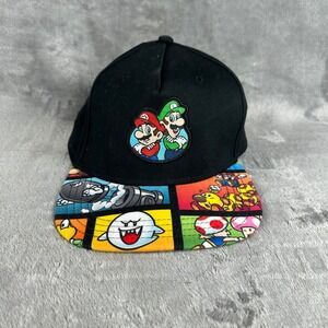 Nintendo Super Mario Luigi Snapback Hat Black Comic Print Brim SB8HT7SMB Mens OS